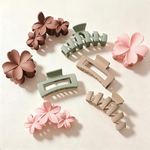 SMKSL Floral Hair Claw Clips for Women - 4 Pack Non-Slip Matte Clips