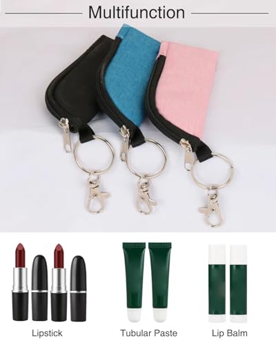 Portable Chapstick Holder Pouch with Hook - 3pcs Lip Balm Case