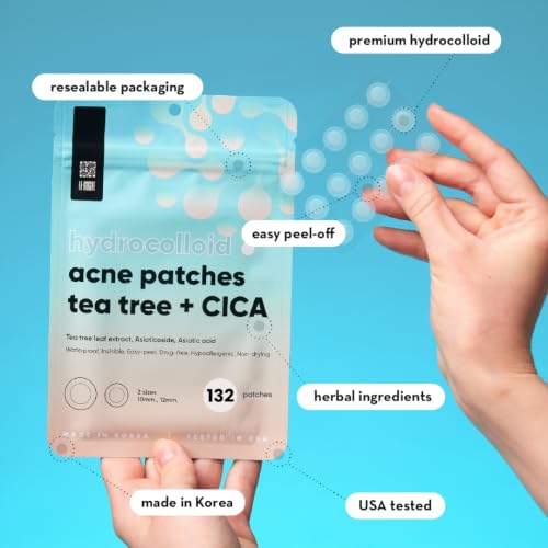 LE GUSHE 132 Dots Korean Pimple Patches - Hydrocolloid Acne Treatment with Tea Tree Oil