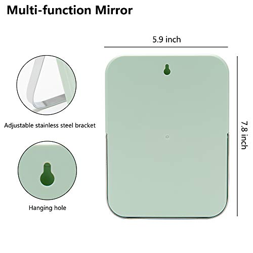 YEAKE Table Desk Vanity Makeup Mirror,8-Inch Portable Folding Mirror with Metal Stand 90¡ÆAdjustable Rotation Tavel Make Up Mirror Hanging Bathroom for Shower Shaving(Green)