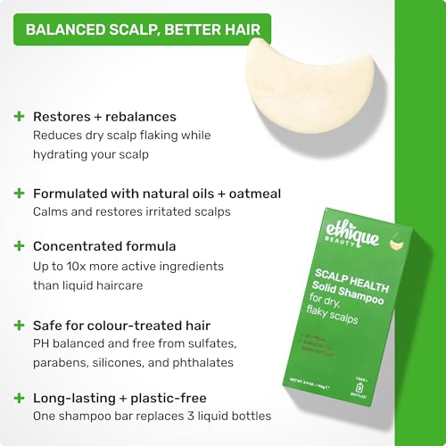 Ethique Scalp Health Solid Shampoo Bar with Oatmeal – Nourishing & Soothing, Travel-Friendly, 3.88 oz