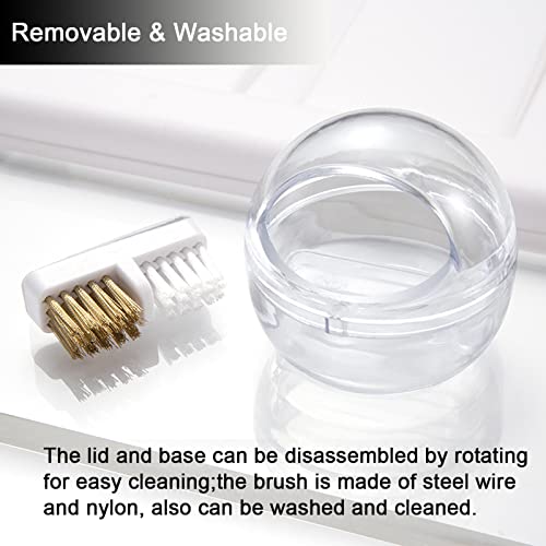 LXIANGN Nail Drill Bit Cleaner Box with 2 Brushes - White, Clear Cover