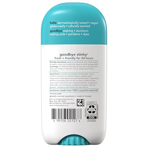 hello Clean + Fresh Aluminum-Free Deodorant - 72-Hour Shea Butter Stick (2 Pack)