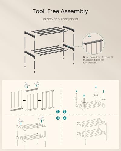 SONGMICS 2-Tier Metal Shoe Rack - Compact Storage Organizer for Small Spaces