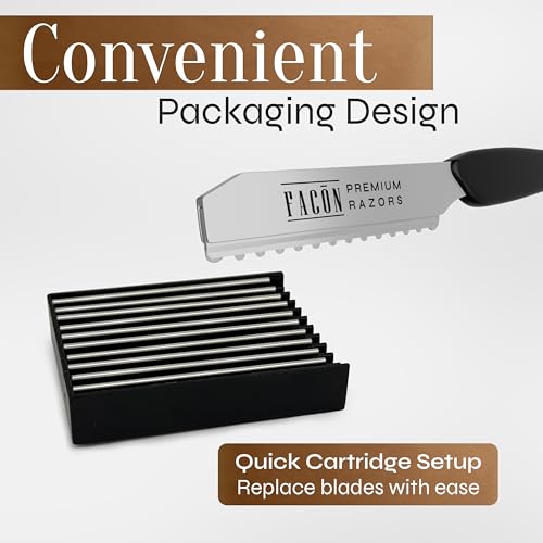 Facón Professional Hair Razor Blades - 10 Count Premium Stainless Steel