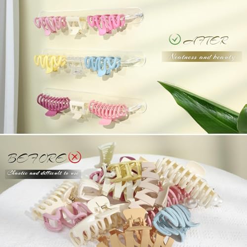 Acrylic Claw Clip Organizer - Clear 4PCS Wall Storage for Hair Clips