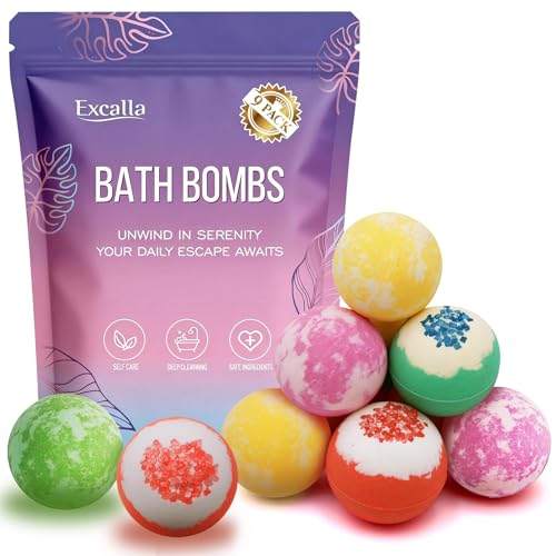 Excalla 9-Pack Shea & Cocoa Butter Bath Bombs for Relaxing Spa Bath Gift Set