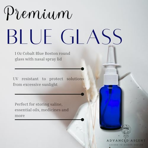Cobalt Blue Glass 1 oz Bottles with Nasal Sprayer - 3 Pack