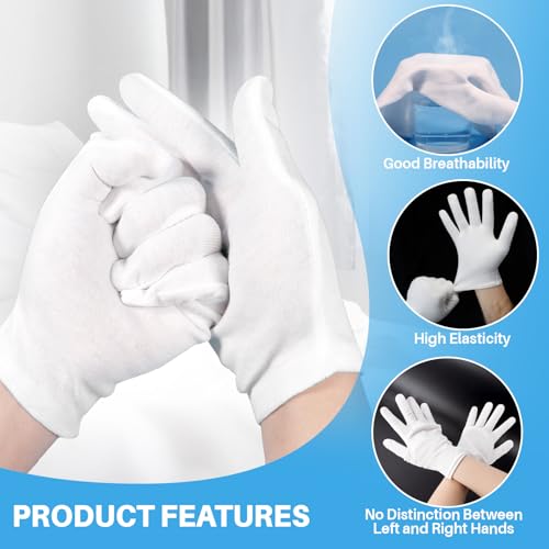 MAQIHAN 5 Pairs White Cotton Gloves for Dry Hands & Eczema