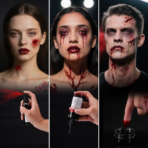 Halloween 3‑Piece Fake Blood Kit – Spray Blood, Dripping Blood Gel & Coagulated Blood