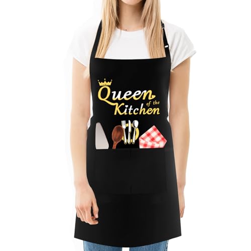 Funny Black Cooking Chef Apron with Pockets | Waterproof & Adjustable