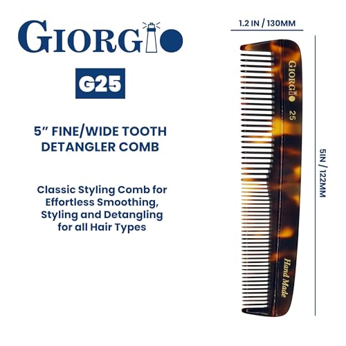 Giorgio 2-Pack Pocket Comb Set - Fine & Wide Tooth Hair Combs
