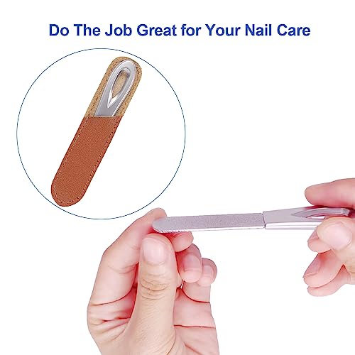 HomeyEra Stainless Steel Nail File Set with Leather Case - 2 Pack
