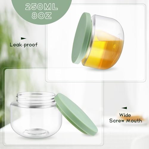 6 Pack 8oz Clear Plastic Cosmetic Jars with Spatulas - Refillable Body & Face Cream Containers