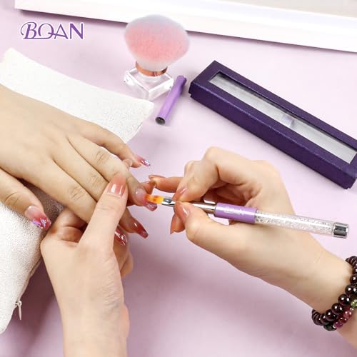 BQAN Ombre Nail Brush - Gradient Gel Art Tool with Rhinestone Handle