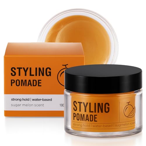 Springsugar Water-Based Hair Pomade with Strong Flexible Hold & Natural Shine - Sugar Melon Scent, 3.53 Oz
