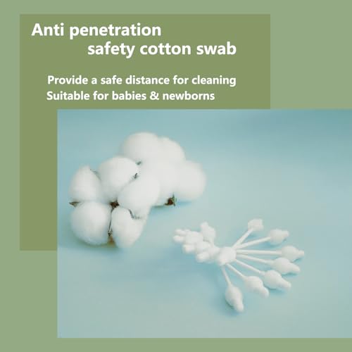 NGQIOHUA 160Pcs Baby Safety Cotton Swabs - Large Tip Double-Headed Cotton Buds with Paper Stick