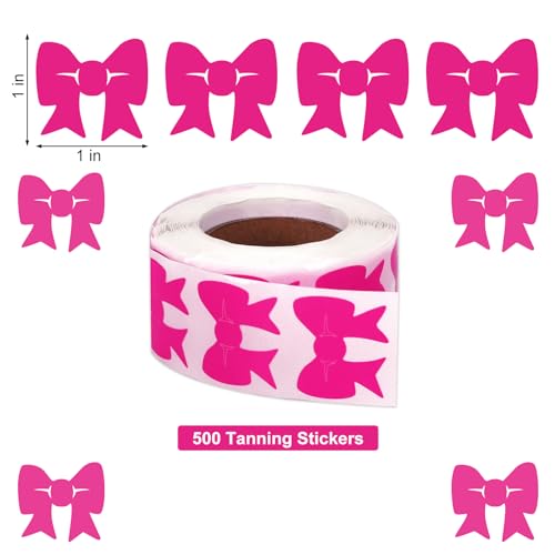Hot Pink Bow Tanning Stickers - 500 Self-Adhesive Body Decals for Beach & Sunbathing