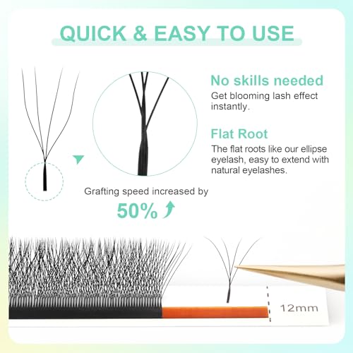 NAGARAKU 4D W Premade Lash Fans Extensions - 0.07D Mix 8-15mm