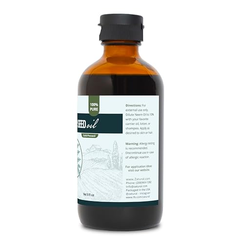 Zatural 100% Pure Neem Seed Oil - Cold Pressed 8 Fl Oz Bottle