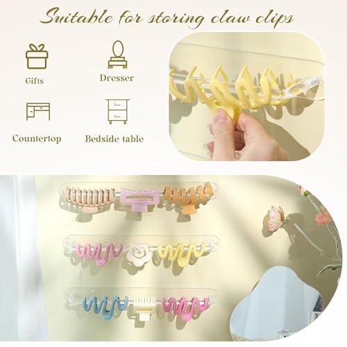 Acrylic Claw Clip Organizer - Clear 4PCS Wall Storage for Hair Clips