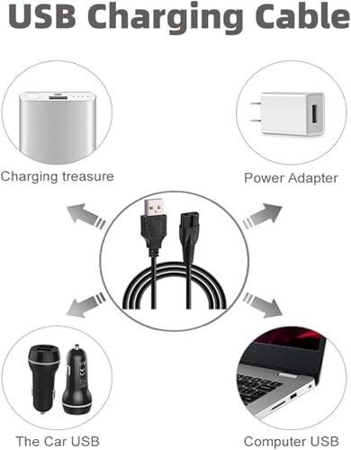 USB Power Adapter Charger Cord for Wahl Cordless Hair Clippers Model 79470, 6245LP