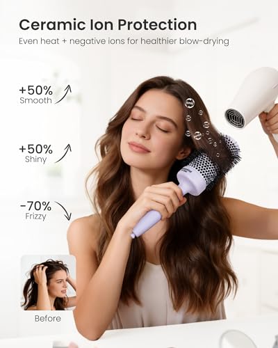 AIMIKE 2.1" Round Hair Brush Lavender Mist for Long Hair, Volume & Smooth Blowouts