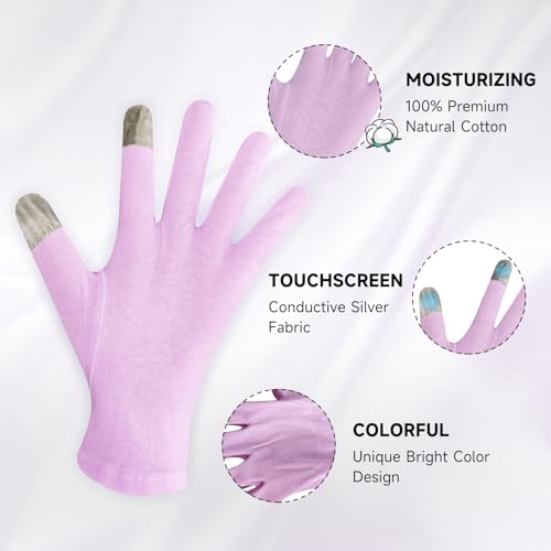 HandLove 100% Cotton Moisturizing Gloves for Eczema Relief - 2 Pairs