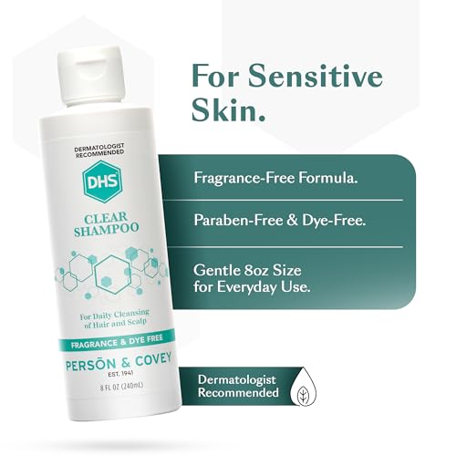DHS Clear Shampoo 8oz - Unscented, Gentle Hair & Scalp Cleanser for Sensitive Skin