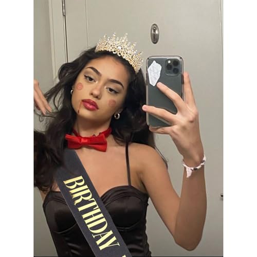 Gold Birthday Crown and Black Birthday Baddie Sash Set for Women