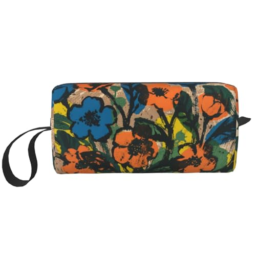 OLUSENMO Floral Print Makeup Bag - Compact Padded Travel Organizer