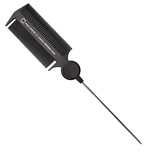 Pink Pewter Triple Threat Carbon Fibre Rat Tail Styling Comb - 11 inch