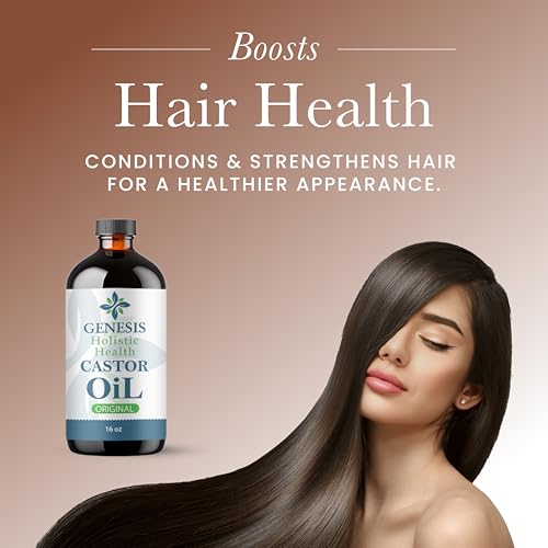Genesis Holistic Health Organic Castor Oil 16oz Cold Pressed Hexane-Free for Hair & Skin