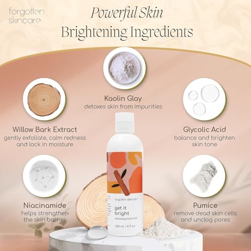 Exfoliating Glycolic Acid Body Scrub - Brighten Dark Spots 8 oz