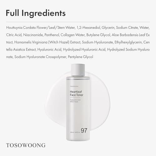 TOSOWOONG Heartleaf 97% Face Toner for Sensitive Skin, Hydrating & Calming