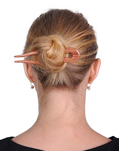 MaryCrafts Handmade Wooden Amber Hair Pin - Brown, 5"