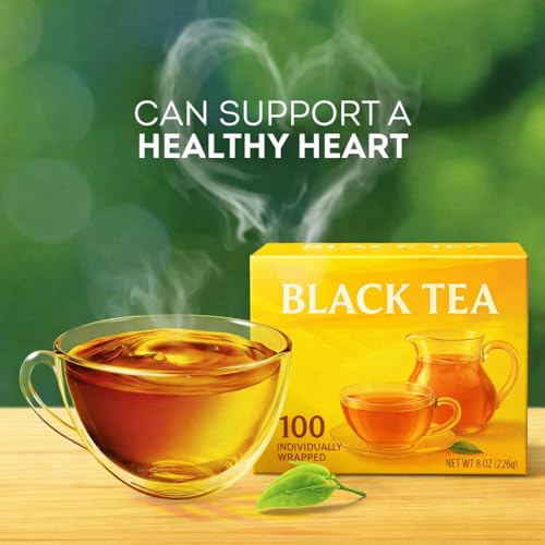 100 Count Premium Black Tea Bags - Individually Wrapped for Hot or Iced Tea