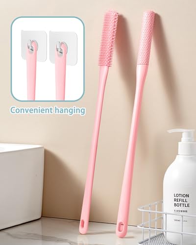 2 Sets Toe & Foot Cleaning Brushes with Long Handle & Silicone Soft Scrubber