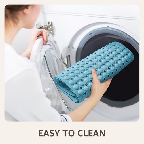 Non-Slip Bath Tub Shower Mat with Suction Cups - 35x16 Inch, Blue
