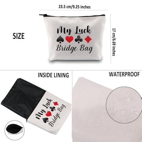 G2TUP White Bridge Player Cosmetic Bag - Card Game Lover Gift, Travel Organizer