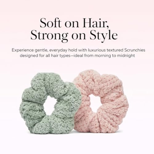 Moogra Beauty Microfiber Hair Scrunchies Set - Nude & Sage Green, Gentle Hold for Long & Thick Hair