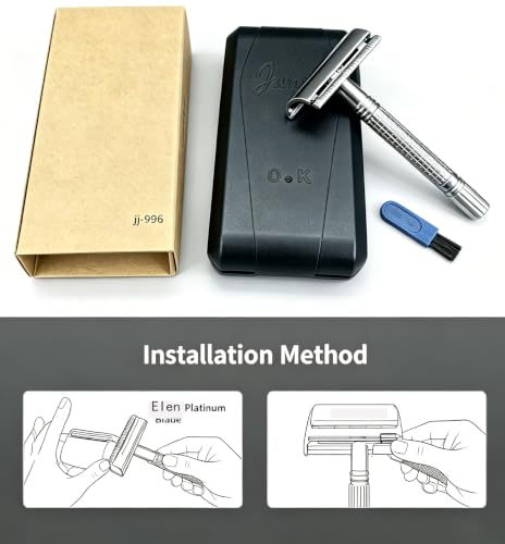 Double Edge Safety Razor with 3 Platinum Coated Blades