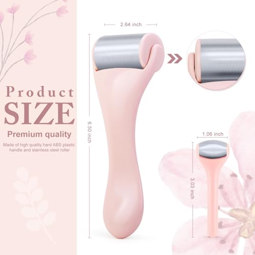 MAANGE Pink 2-Piece Stainless Steel Face & Eye Ice Rollers for Puffiness Dark Circles Migraine Relief