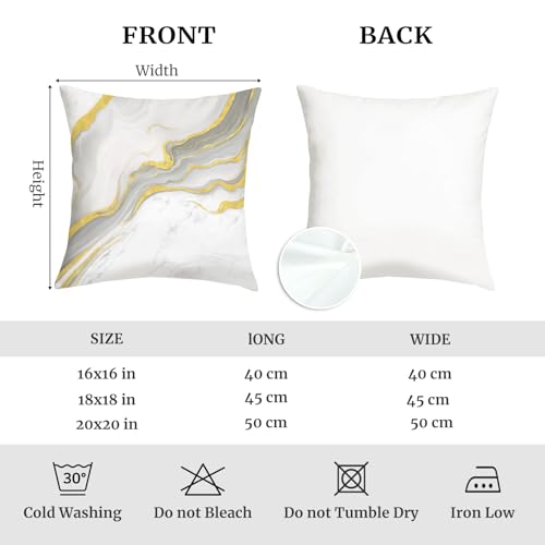 18x18 Velvet Throw Pillow Covers - Set of 4 Beige Grey Gold Marble