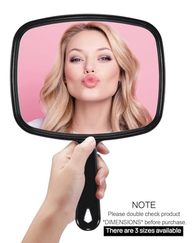 PROTECLE Hand Mirror 12.4 x 9 Inches Black Barber Mirror - Large, Lightweight & Dual Use