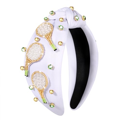 Game Day Tennis Knot Headband Beaded Wide Sport Headband for Women & Men