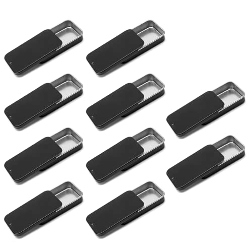Black Sliding Lid Tin Containers - 10 Pack for DIY Projects