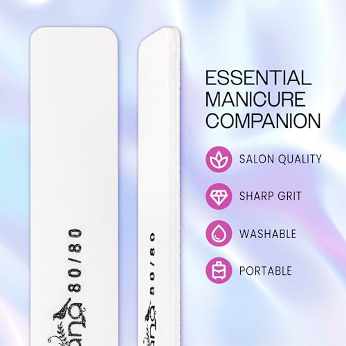 PANA Jumbo Double-Sided Emery Nail File - 50 Pack, Grit 80/80