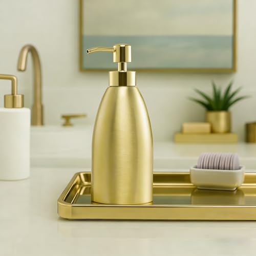 304 Stainless Steel Soap Dispenser - 16oz Leak-Proof Pump for Kitchen & Bathroom (Matte Gold)