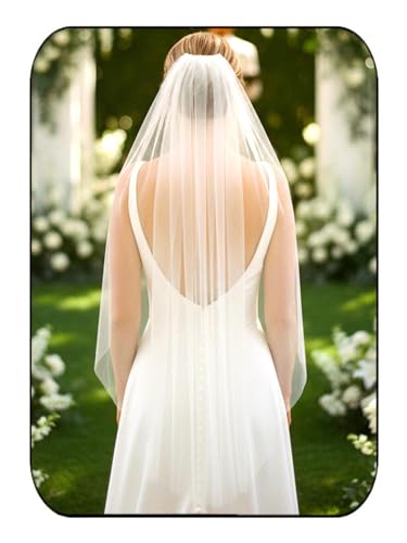 White Long Fingertip Bridal Tulle Veil with Comb for Brides